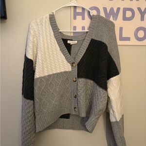 Blu Pepper Black, Gray, and Cream Cardigan